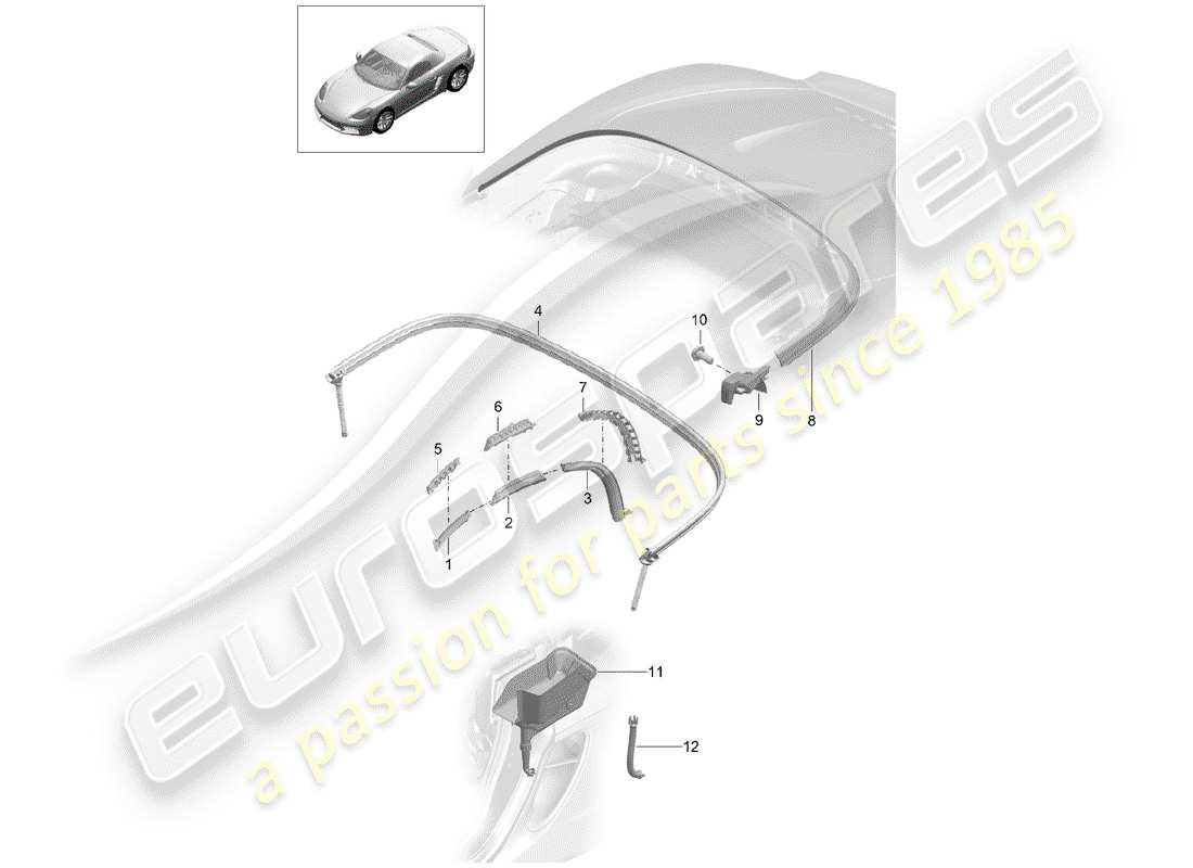 porsche 2019 (718 boxster) cabrioverdeck-ersatzteildiagramm