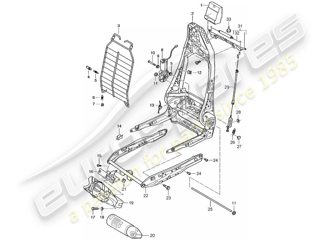 porsche 2004 (996) rahmen - rückenlehne - rahmen für sitz - standardsitz - komfortsitz ersatzteildiagramm