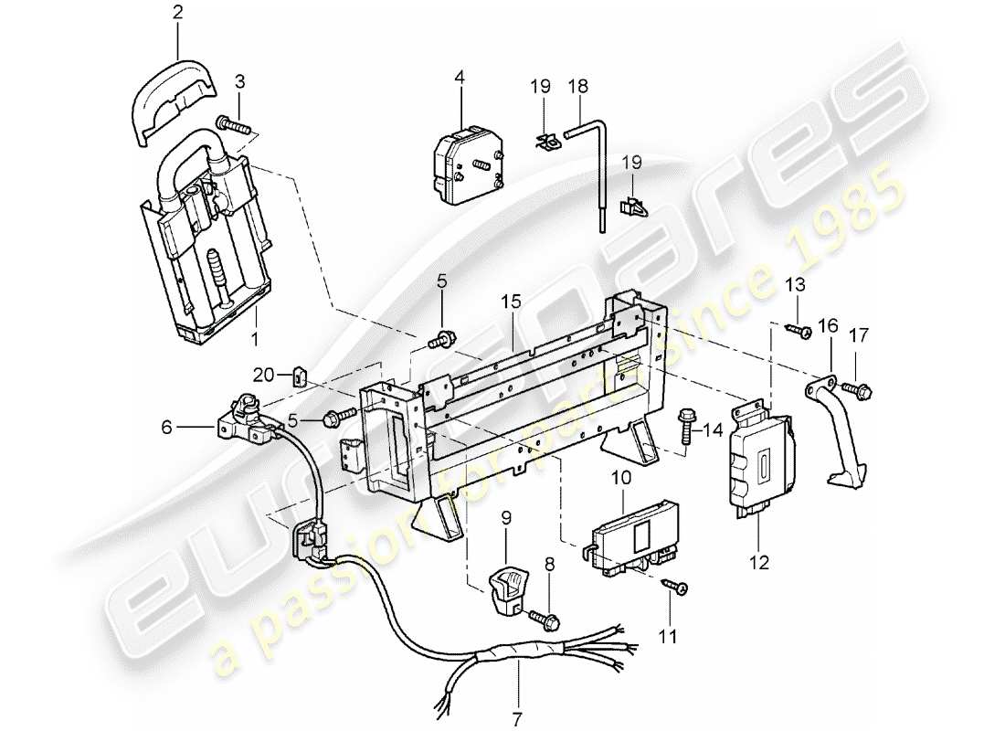 porsche 1999 (996) roll bar-ersatzteildiagramm