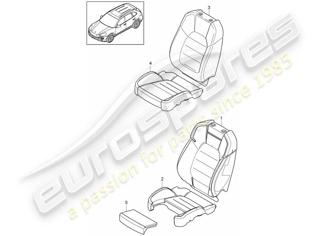 porsche 2018 (cayenne e2 92a) schaumstoffteil teilediagramm