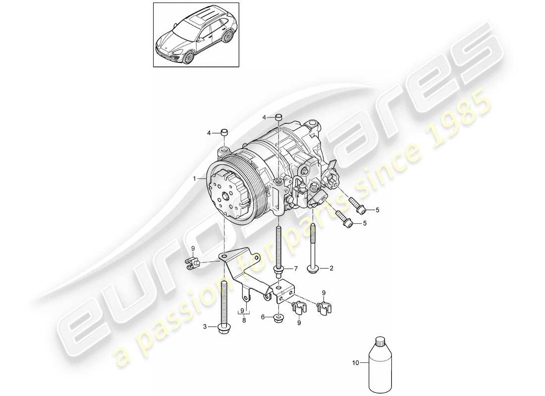 porsche 2012 (cayenne e2 92a) kompressor teilediagramm