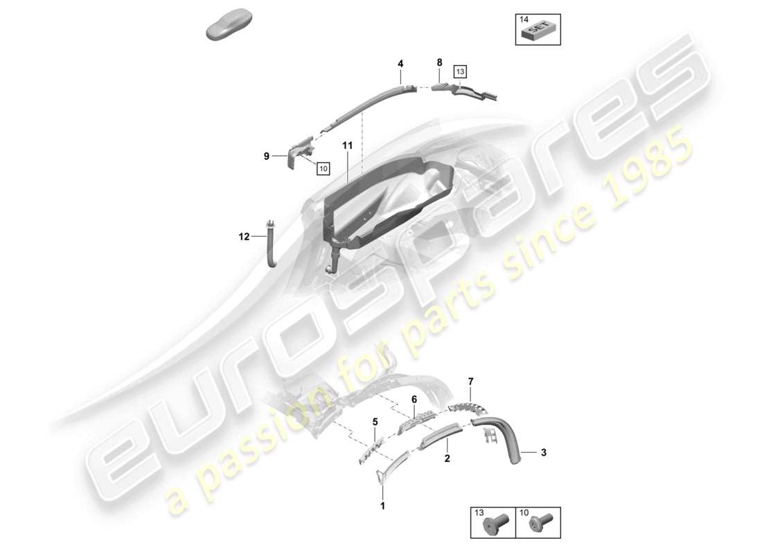 porsche 2018 (718 boxster) cabrioverdeck dichtung wasserauffangschale teilediagramm