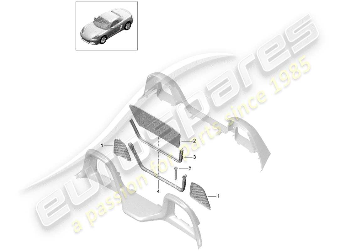 porsche 2018 (718 boxster) windschutzscheibe teilediagramm