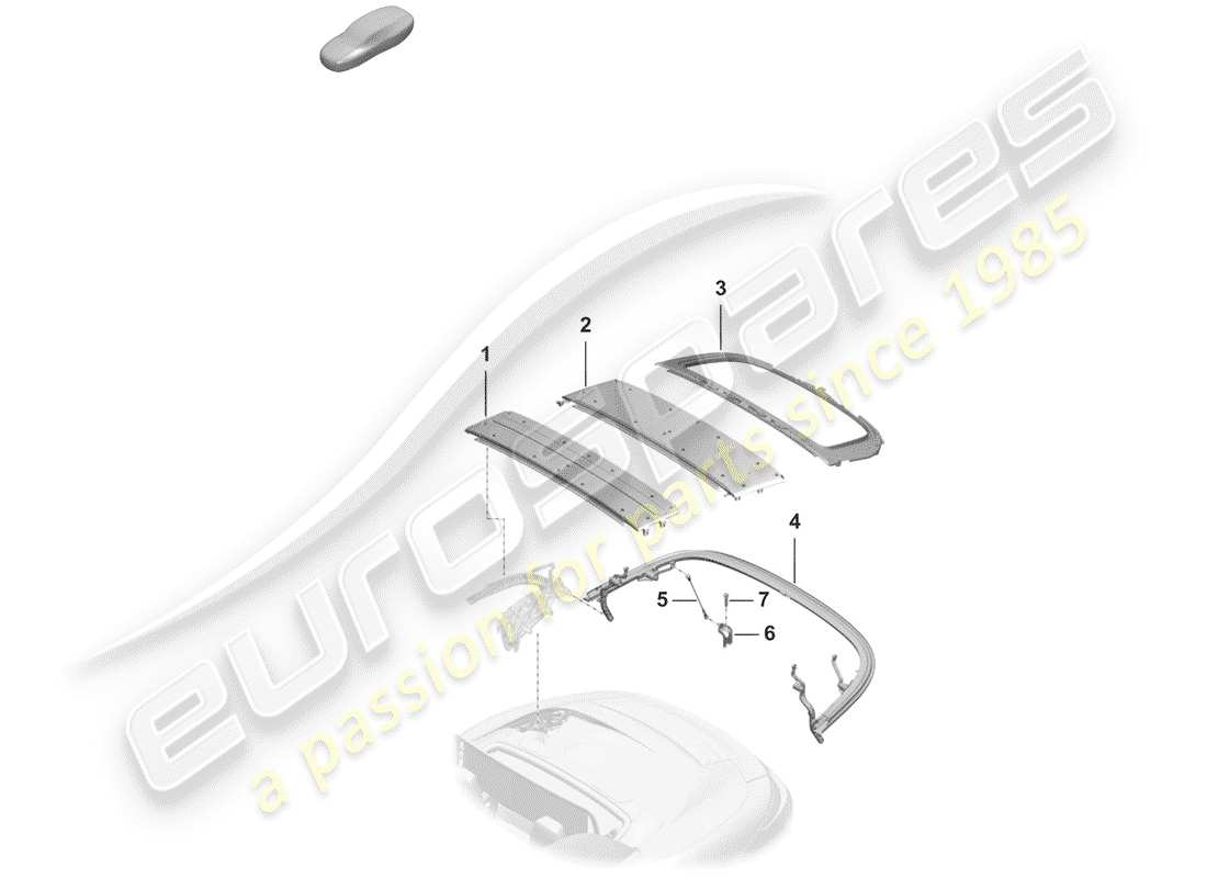 porsche 2020 (992-1) top frame ersatzteildiagramm