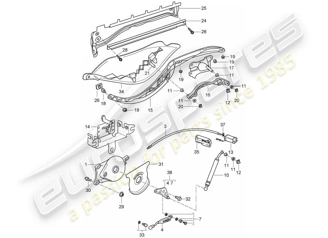 porsche 2009 (987 boxster) antriebsmechanismus teilediagramm