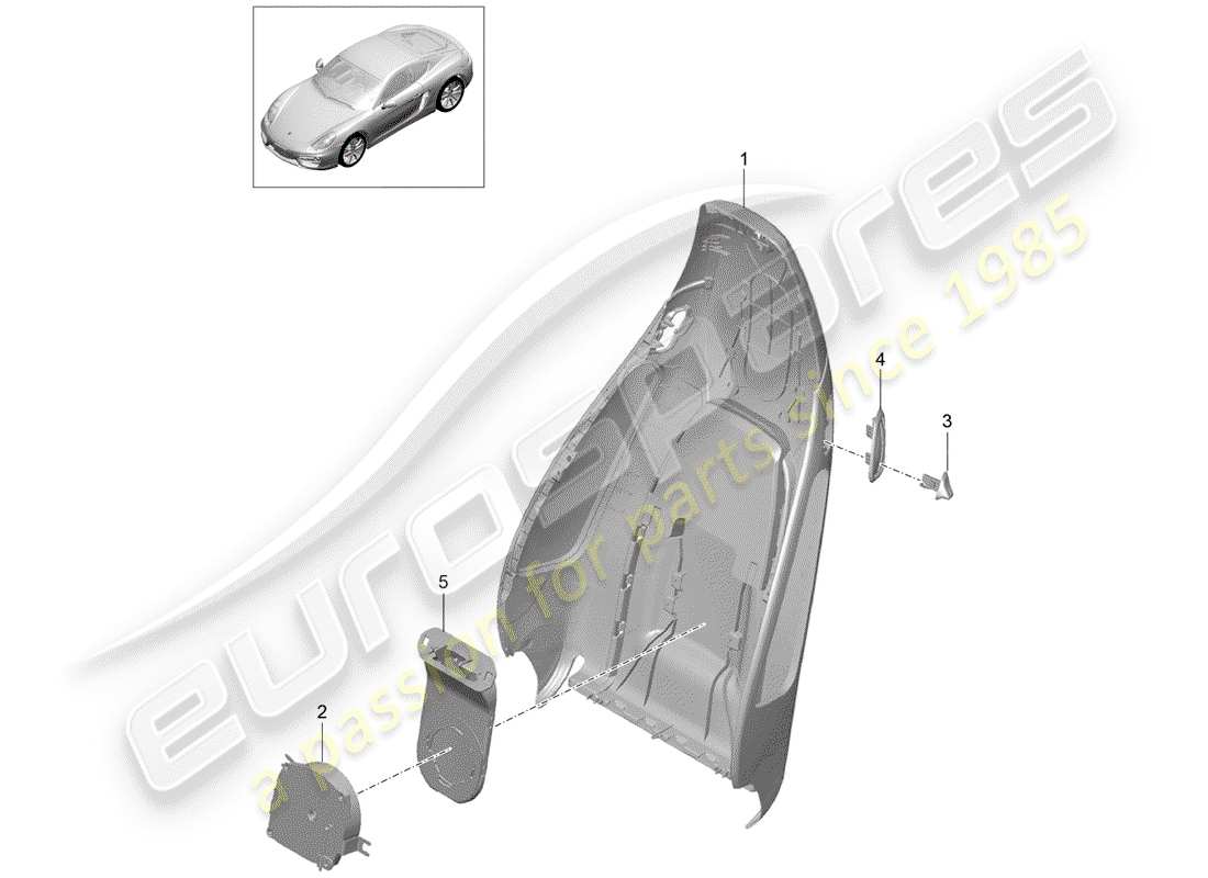 porsche 2014 (981 cayman) rückenlehnenschale ersatzteildiagramm