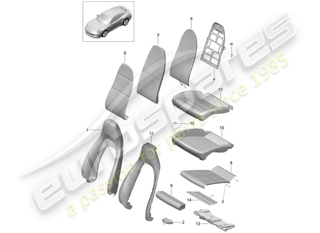 porsche 2019 (991-2 turbo) schaumstoffteil teilediagramm