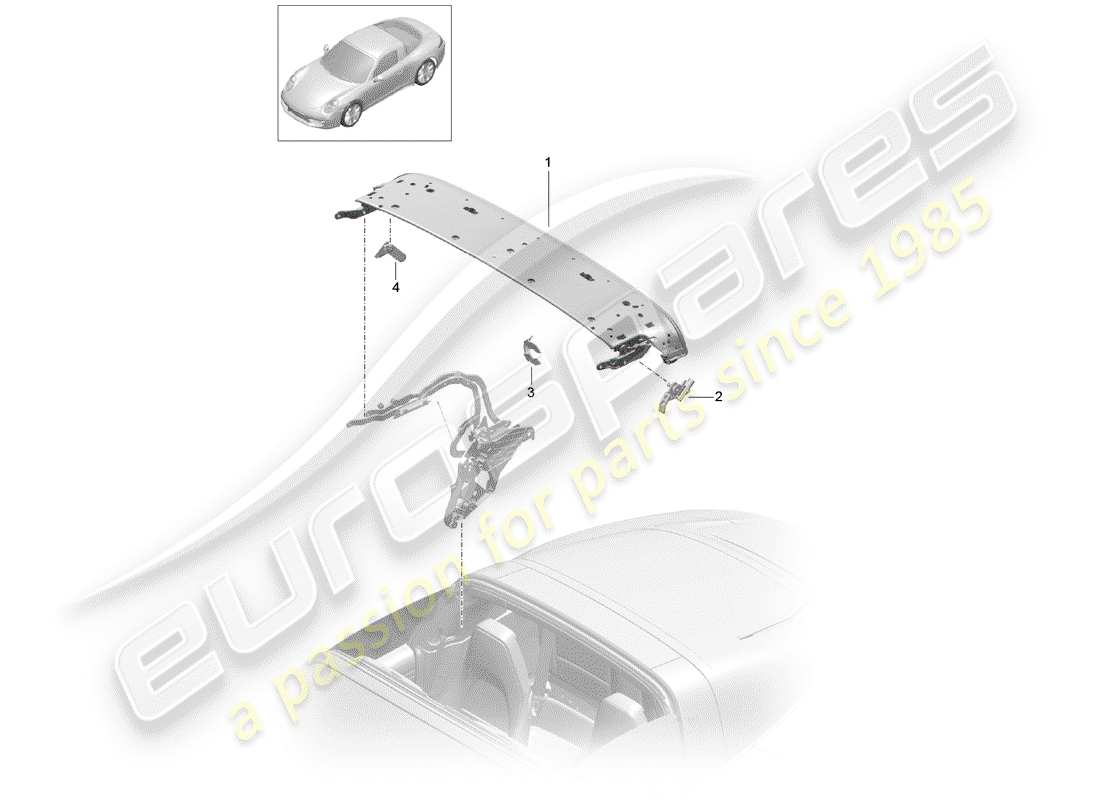 porsche 2020 (991-2) top frame ersatzteildiagramm