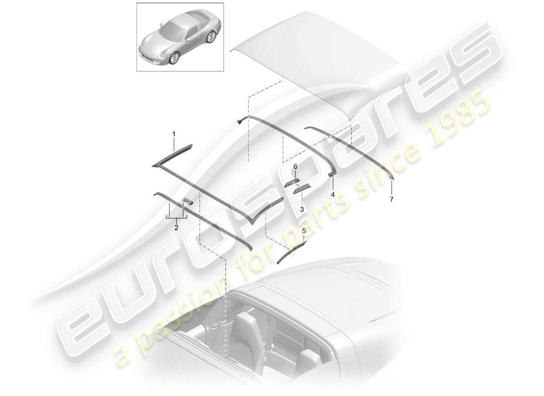porsche 2019 (991-2) cabrioverdeck-ersatzteildiagramm