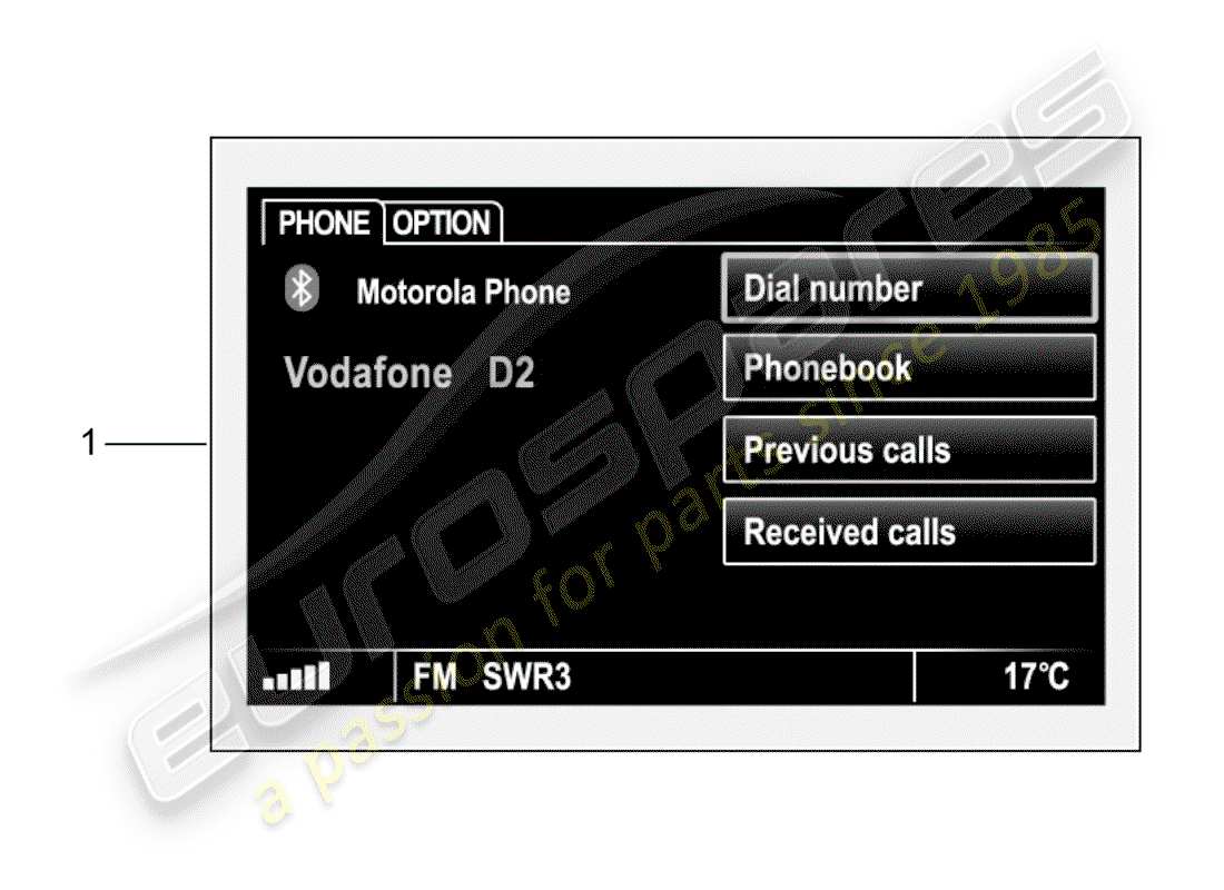 porsche 2013 (tequipment 98x/99x) nachrüstsatz für freisprecheinrichtung ersatzteildiagramm