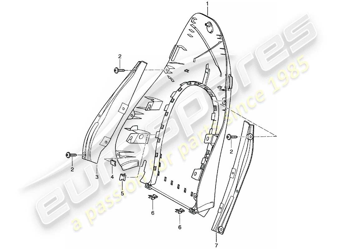 porsche 2001 (996) rückenschale - standardsitz - komfortsitz ersatzteildiagramm