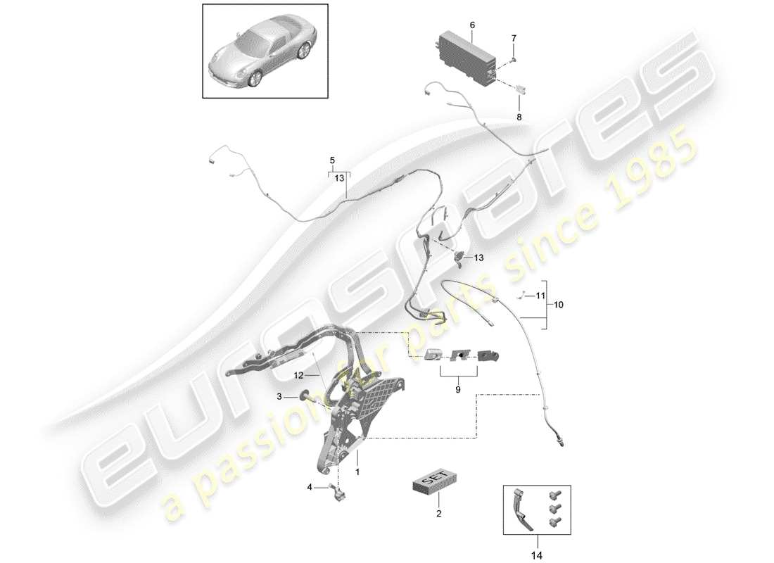 porsche 2020 (991-2) top frame ersatzteildiagramm