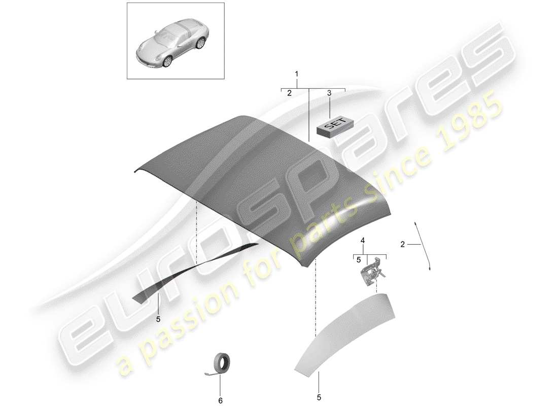 porsche 2019 (991-2) cabrio-verdeckabdeckung ersatzteildiagramm