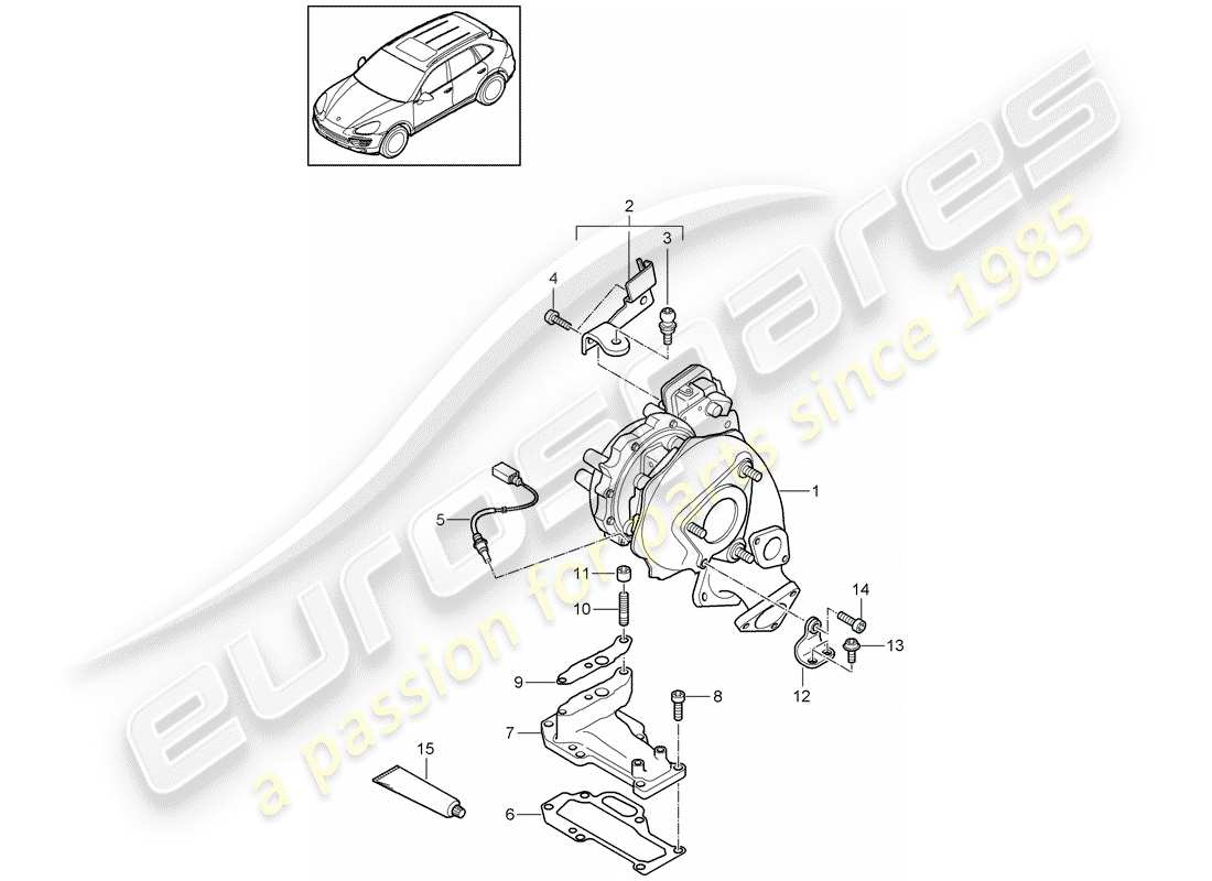 porsche 2012 (cayenne e2 92a) abgasturbolader teilediagramm
