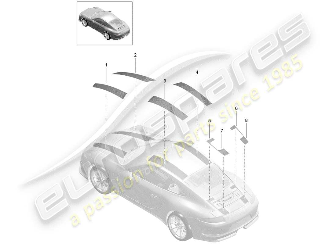 porsche 2020 (991-2 r/gt3/rs) trim foil ersatzteildiagramm