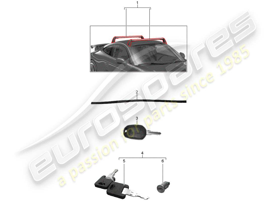 porsche 2014 (tequipment 98x/99x) dachgepäckträger - ersatzteildiagramm