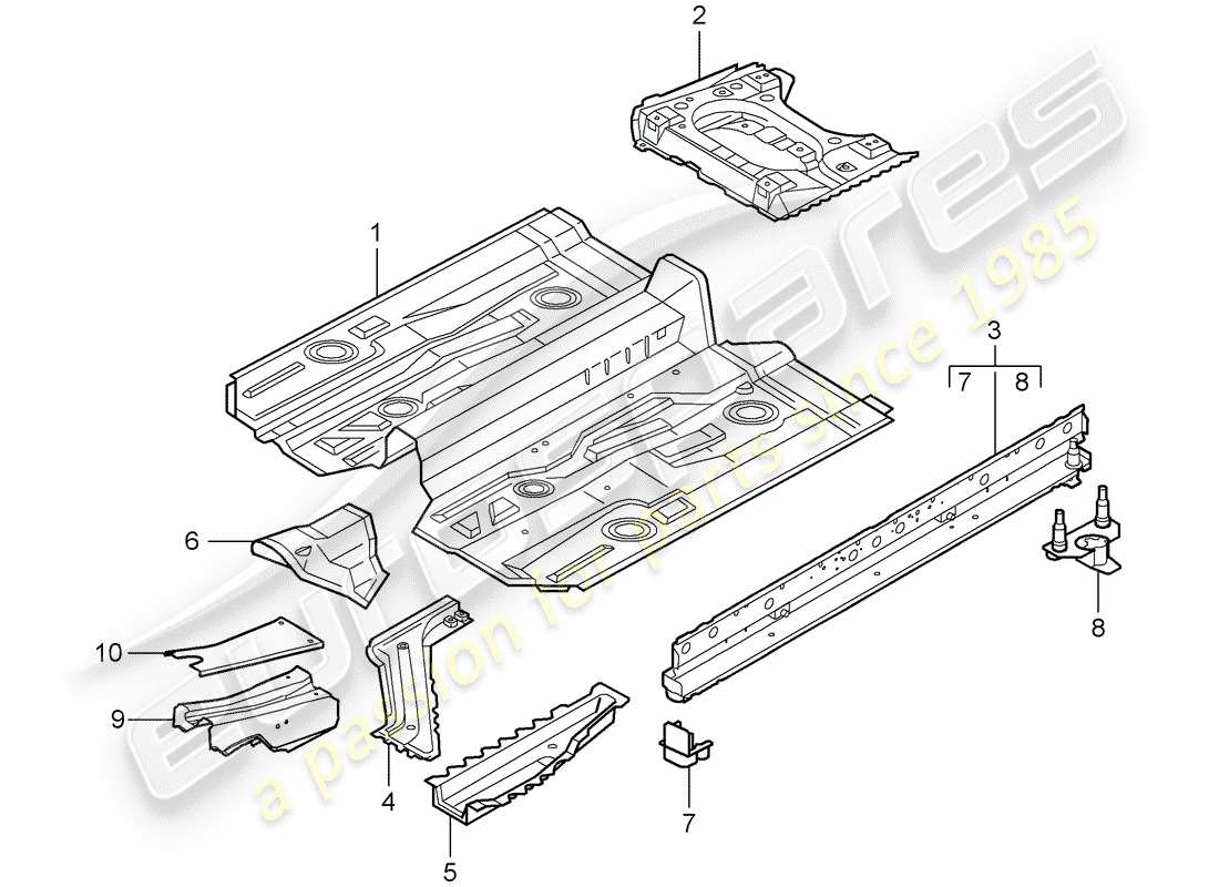 porsche 2005 (996) bodenwanne - ersatzteildiagramm