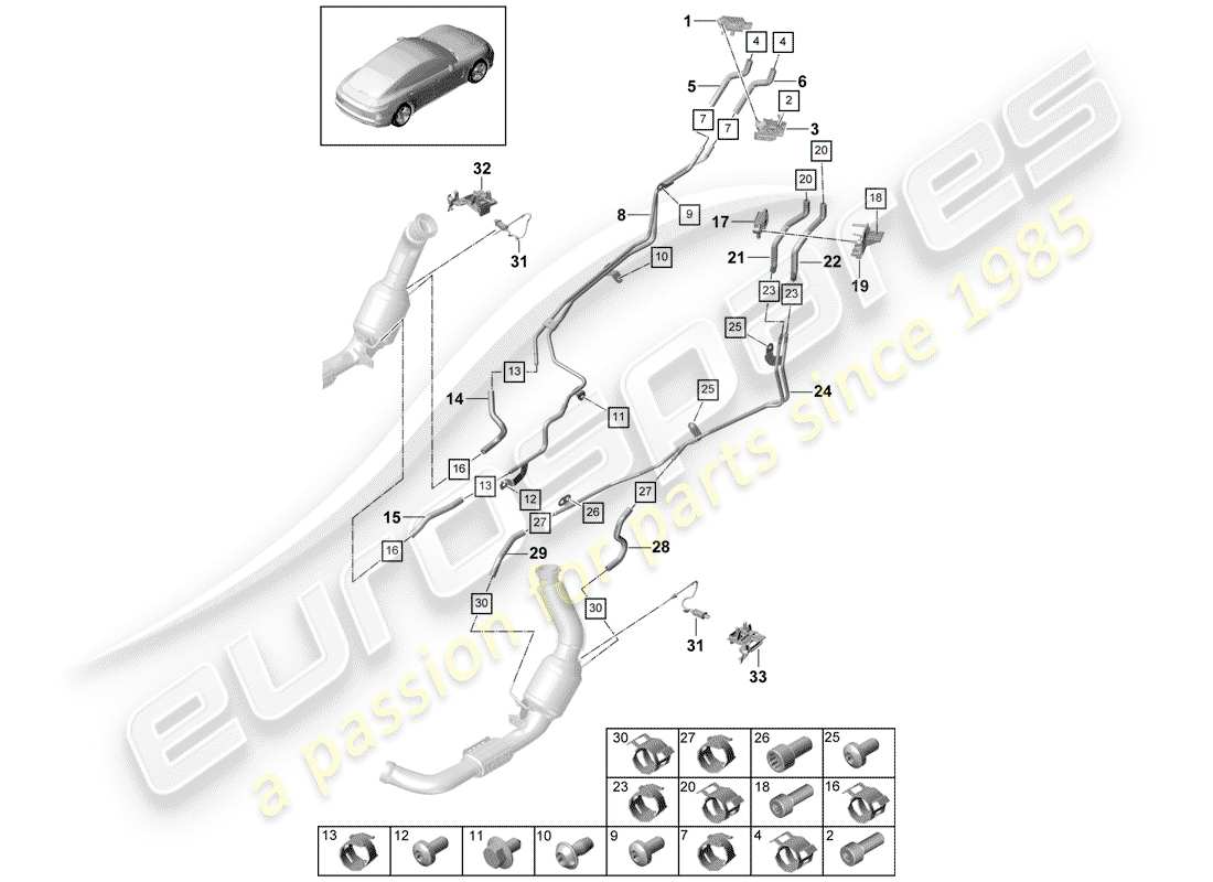porsche 2019 (panamera 971-1) auspuffanlage teilediagramm
