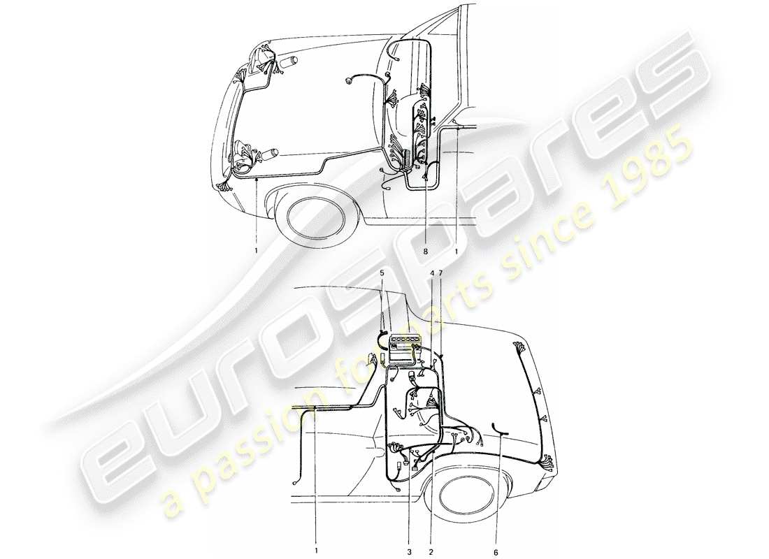porsche 1975 (914) kabelbäume ersatzteildiagramm