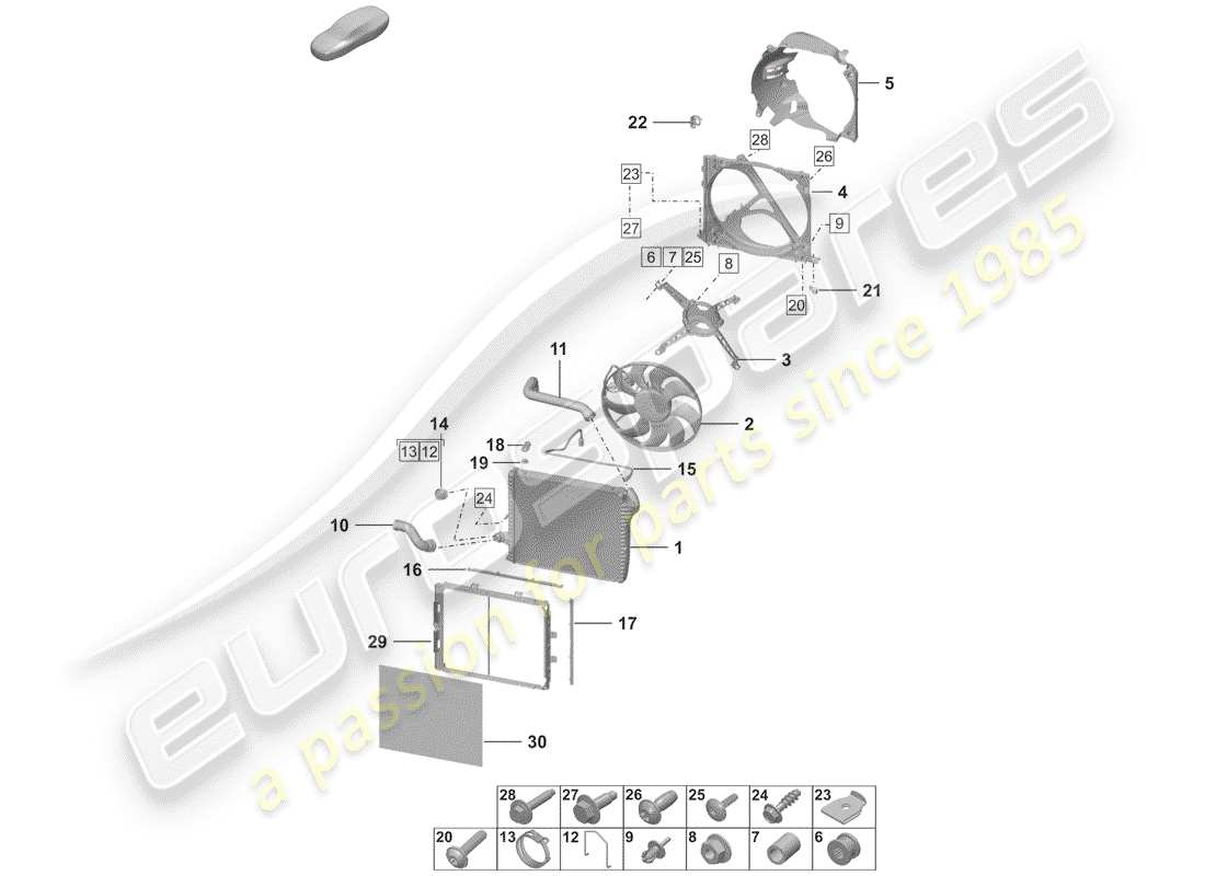 porsche 2019 (992-1) kühler-teilediagramm