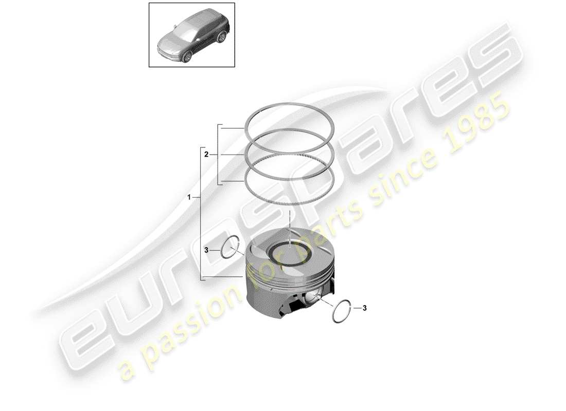 porsche 2020 (cayenne e3 9ya/9yb) kolben komplett ersatzteildiagramm