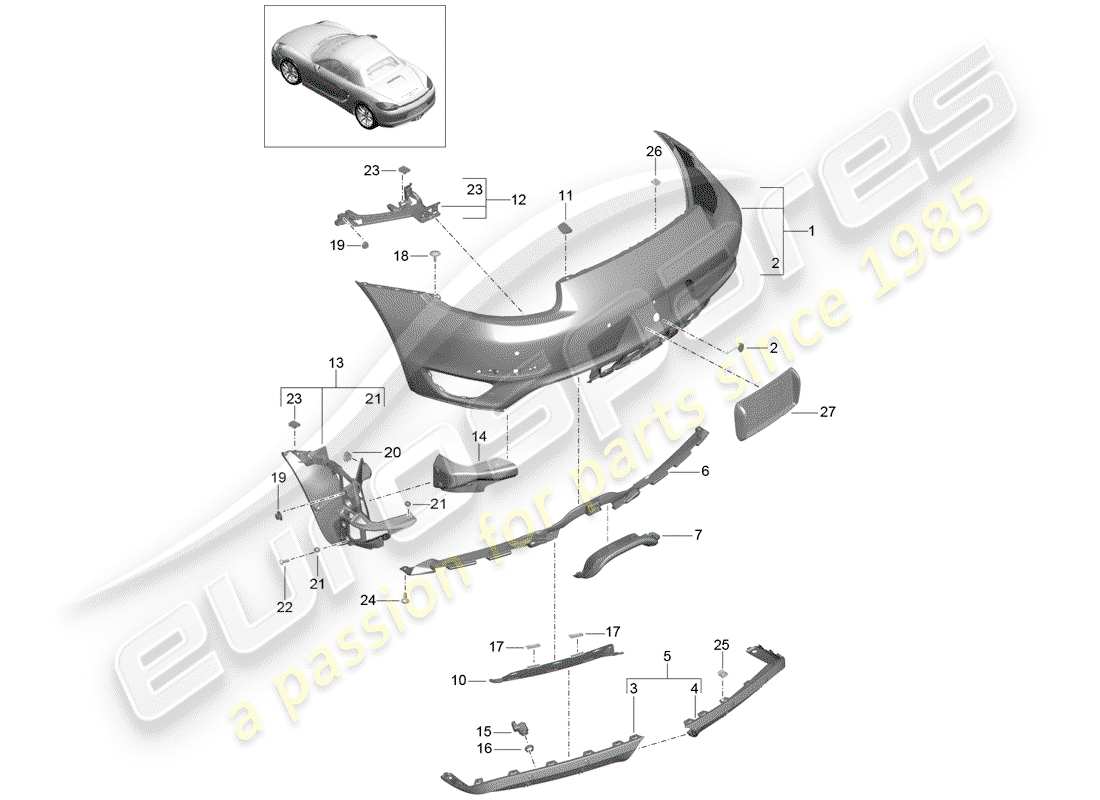porsche 2016 (981 boxster) stoßstange ersatzteildiagramm