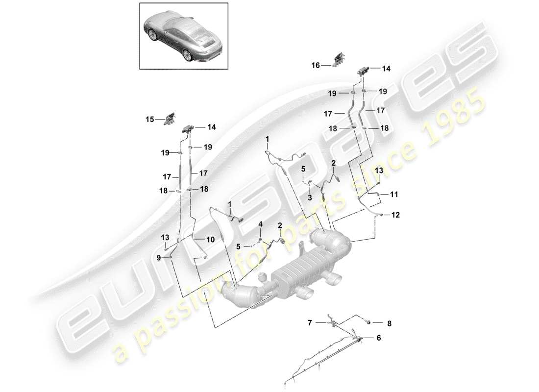 porsche 2020 (991-2) auspuffanlage teilediagramm