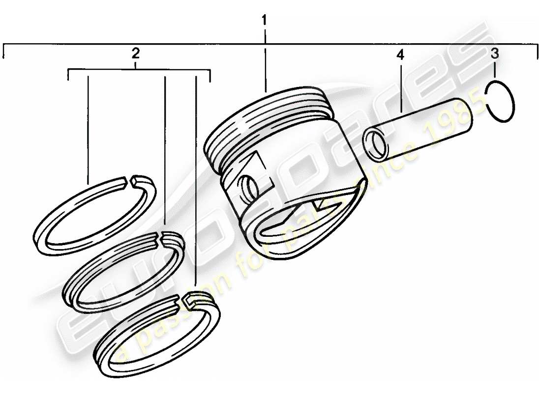 porsche 1977 (924) kolben - kolbenringe ersatzteildiagramm