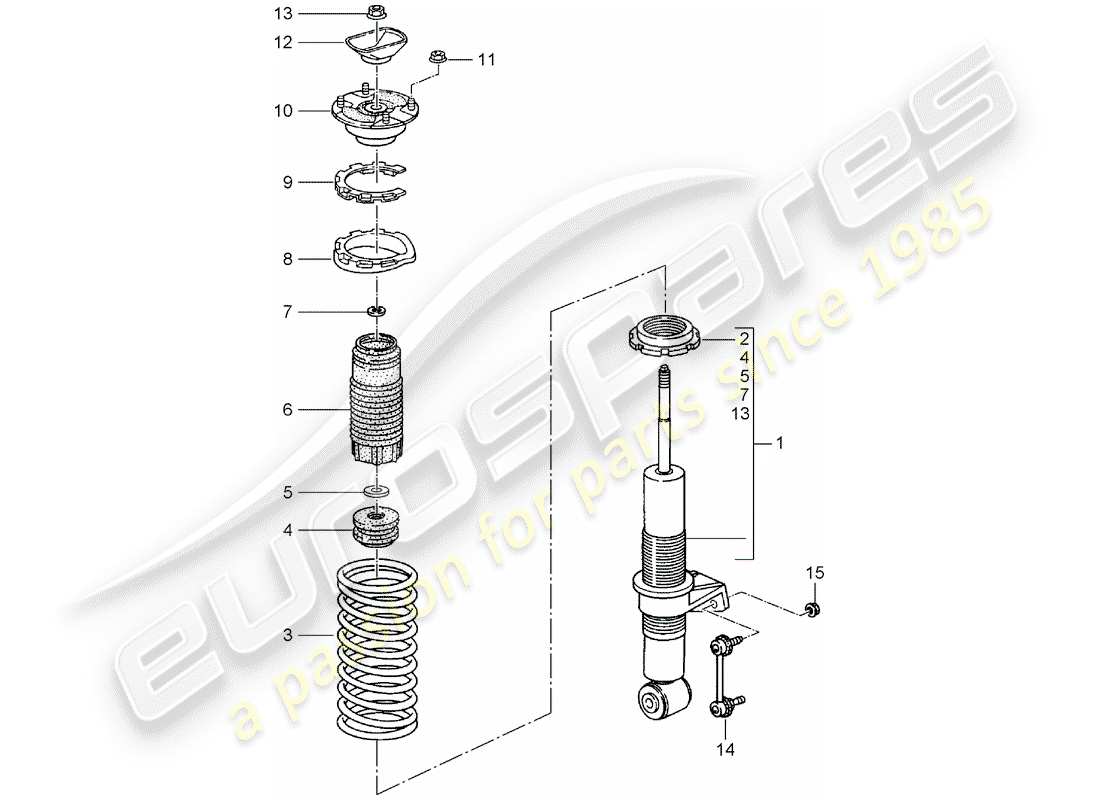 porsche 1995 (993) stossdämpfer - schraubenfeder - verbindungsglied - neues design - siehe technische informationen - gruppe 4 - nr. 145/15 - nr. 7/16 - änderung - zubehör - achtung teilediagramm