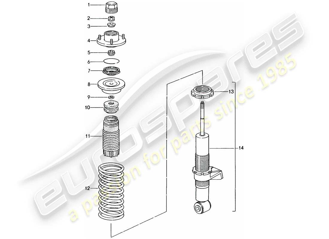 porsche 1996 (993) stossdämpfer - schraubenfeder ersatzteildiagramm