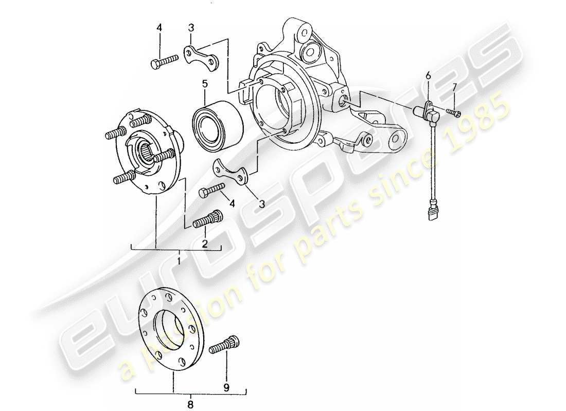porsche 1996 (993) radnabe teilediagramm