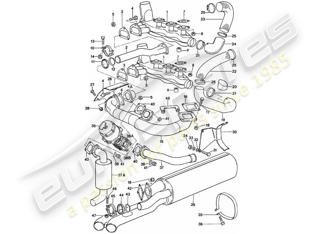 porsche 1978 (911) auspuffanlage teilediagramm