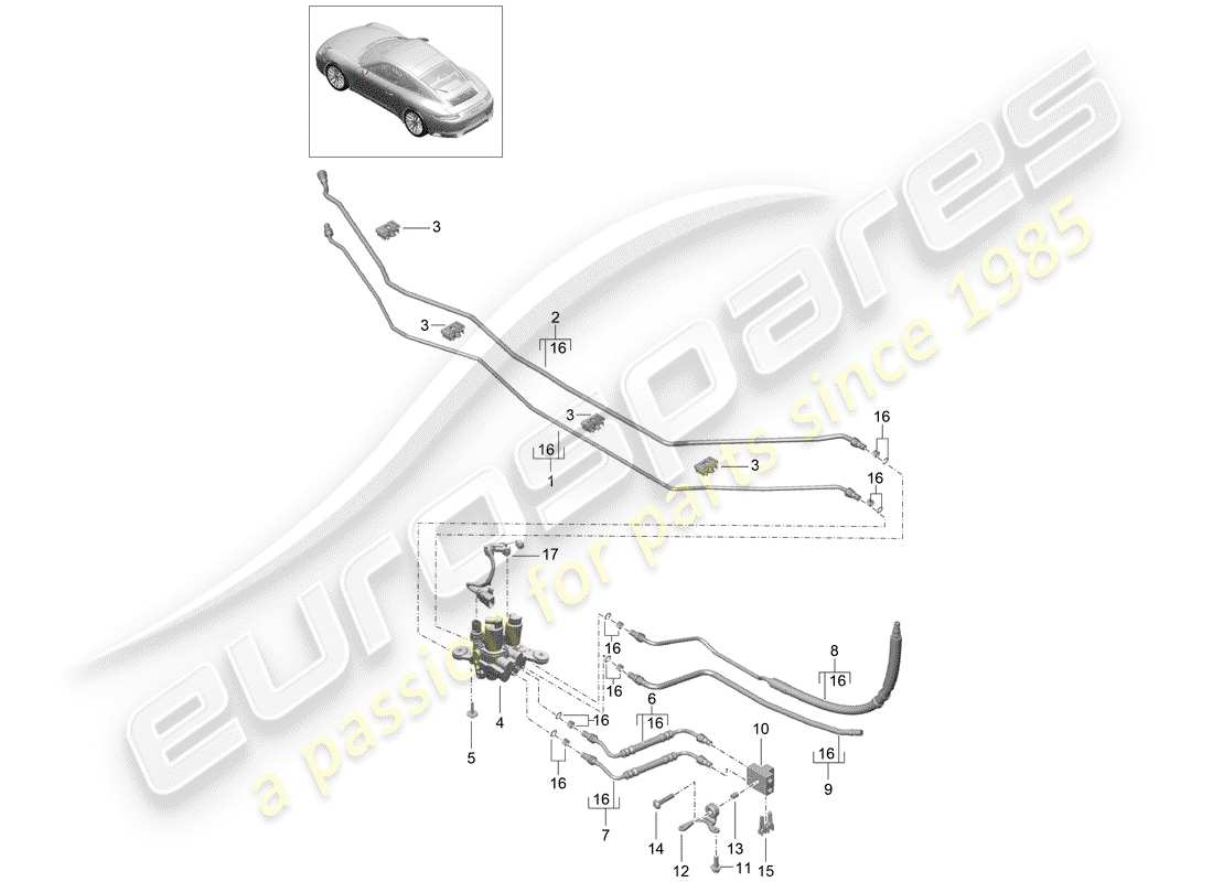 porsche 2019 (991-2) hydraulikleitung ersatzteildiagramm