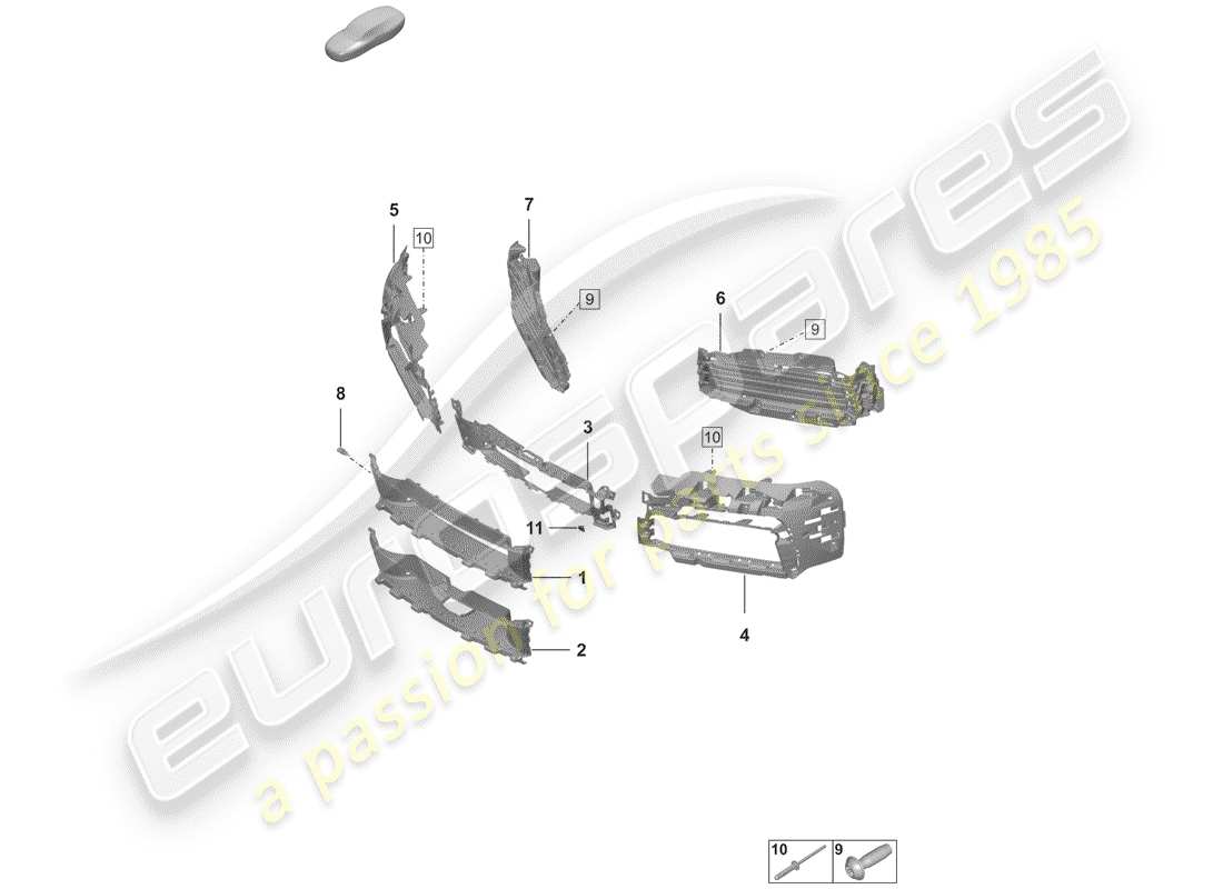 porsche 2020 (992-1) luftkanal teilediagramm