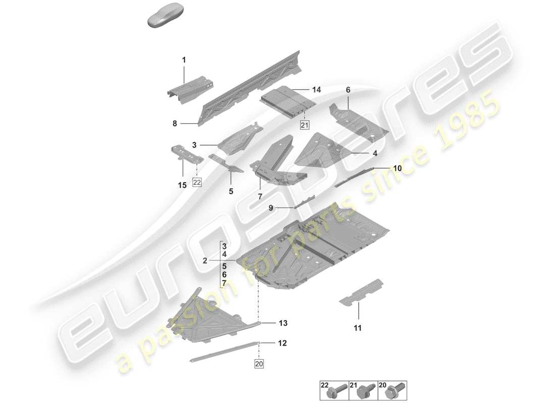 porsche 2020 (992-1) bodenwanne - ersatzteildiagramm