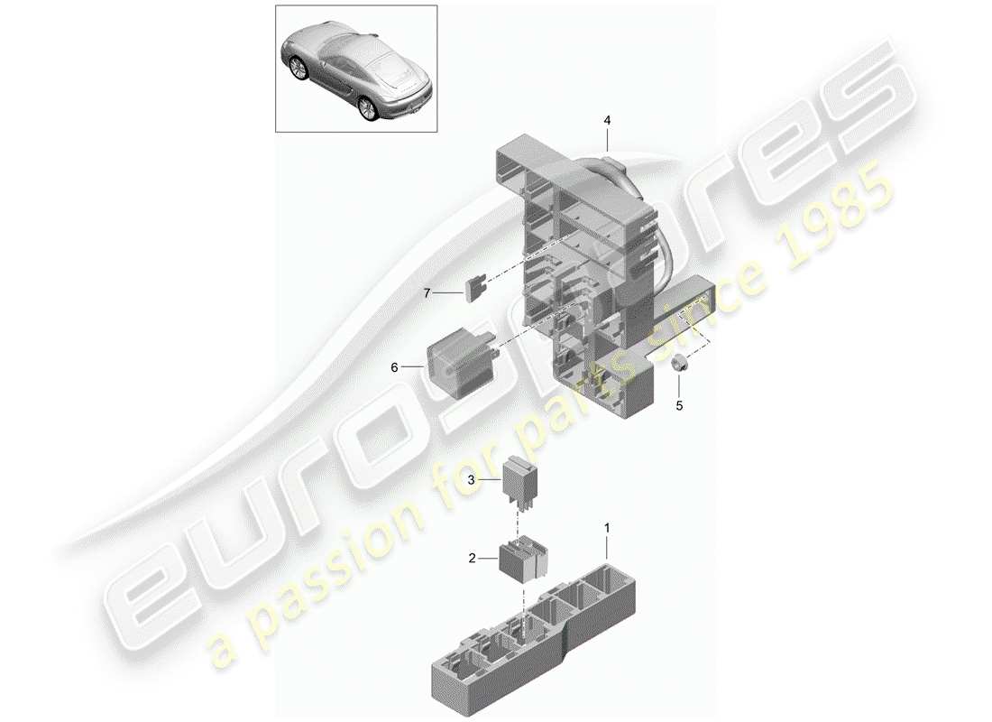 porsche 2015 (981 cayman) sicherungskasten/relaisplatte ersatzteildiagramm