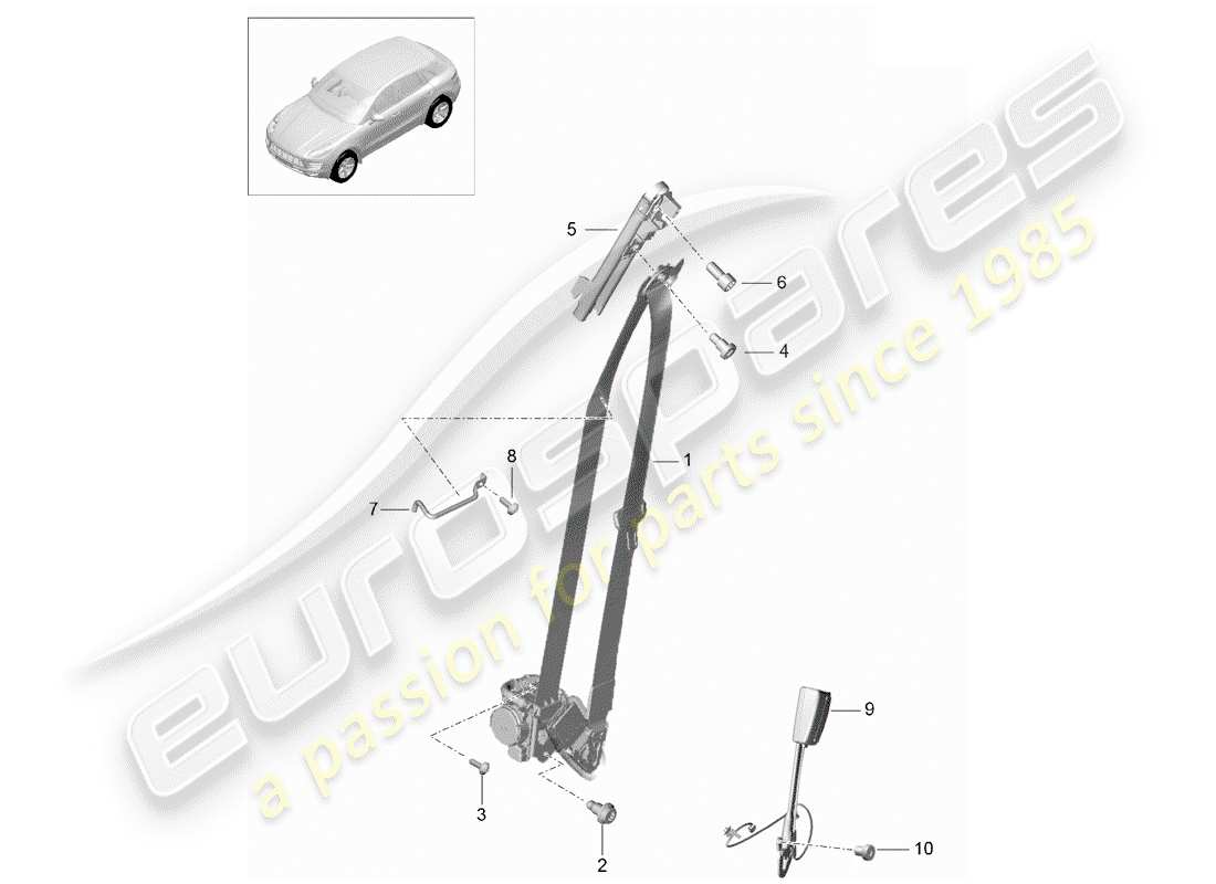 porsche 2014 (macan) dreipunkt-sicherheitsgurt teilediagramm