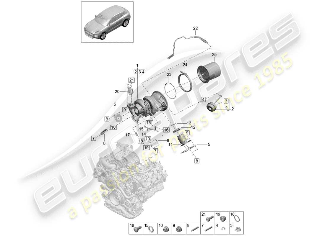 porsche 2020 (macan) abgasturbolader teilediagramm