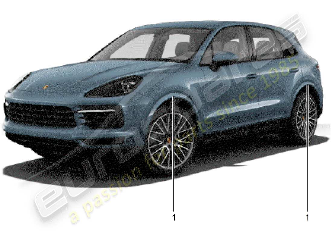 porsche 2018 (tequipment cayenne) radgehäuseverlängerung ersatzteildiagramm