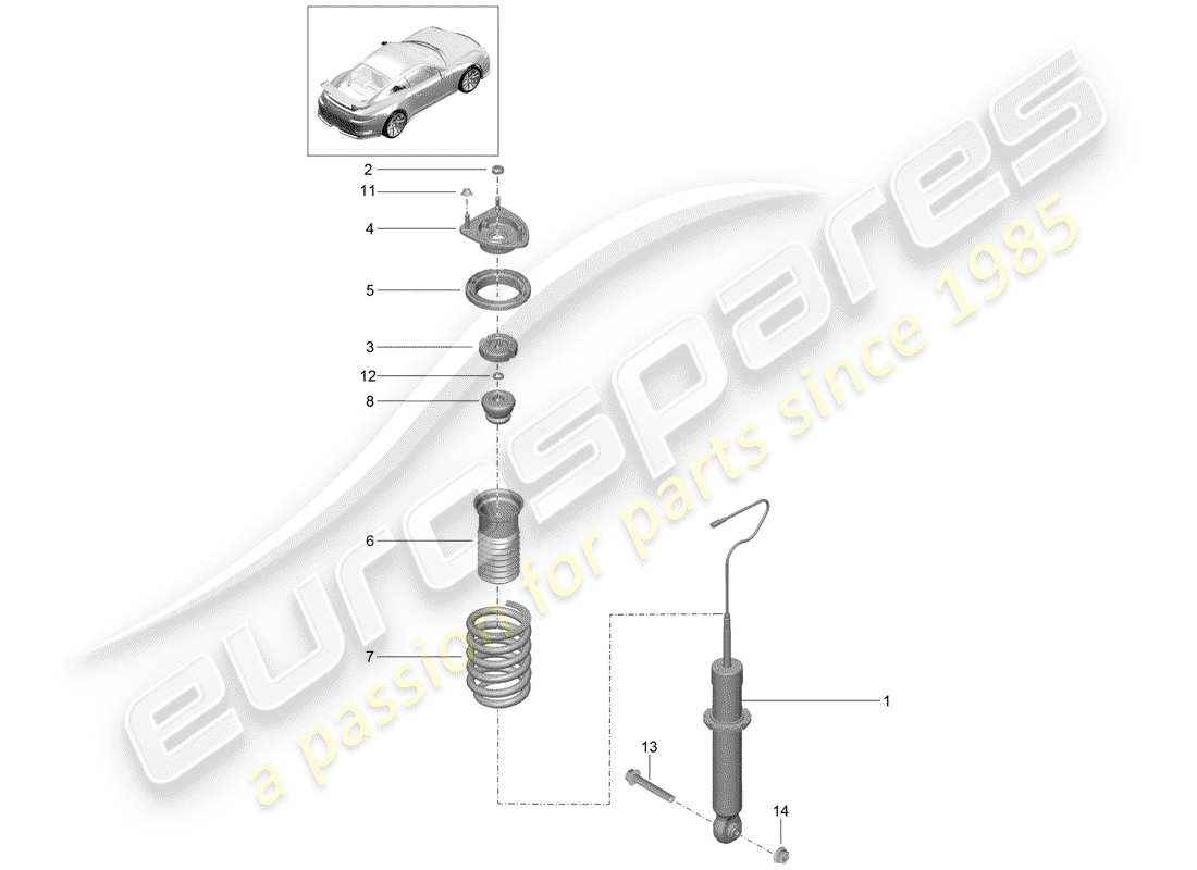porsche 2018 (991-2 r/gt3/rs) stoßdämpfer-ersatzteildiagramm