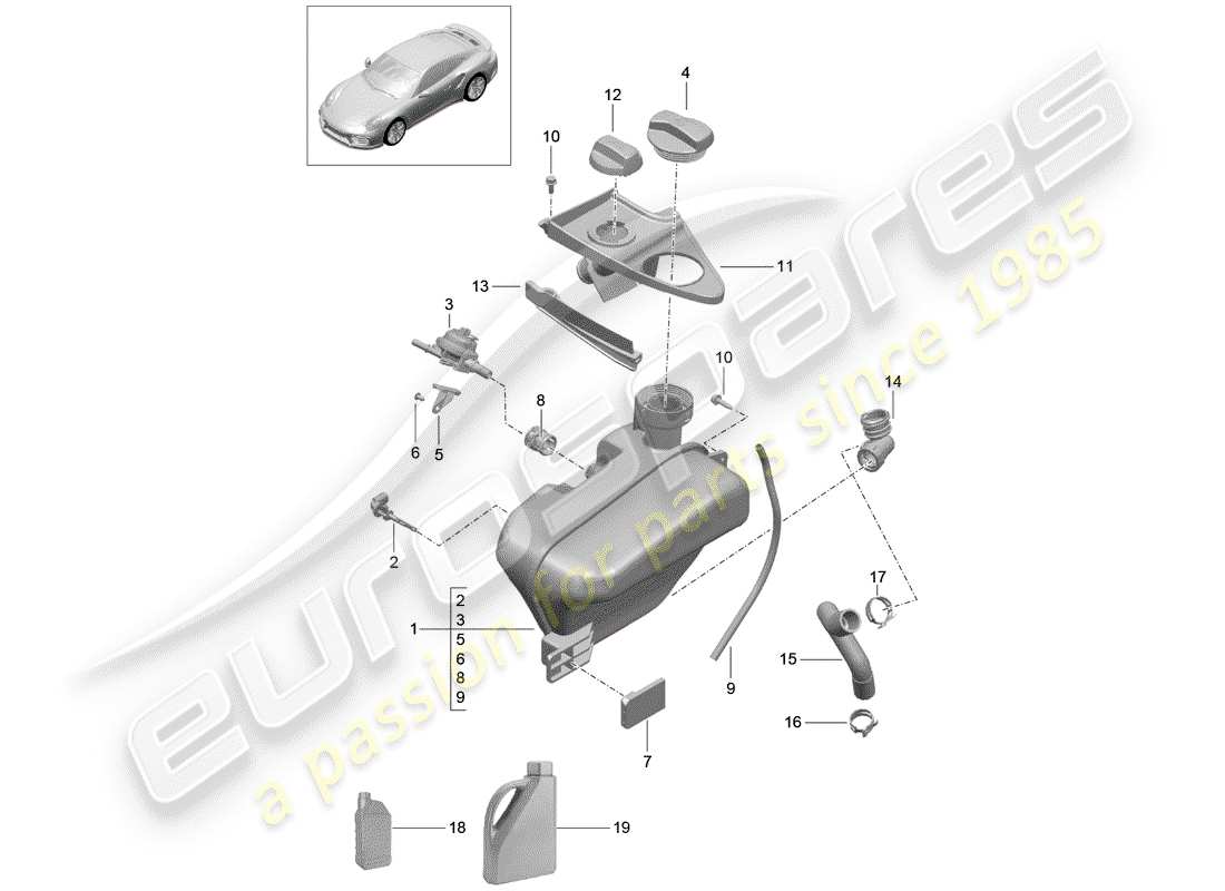 porsche 2020 (991-2 turbo) wasserkühlung teilediagramm
