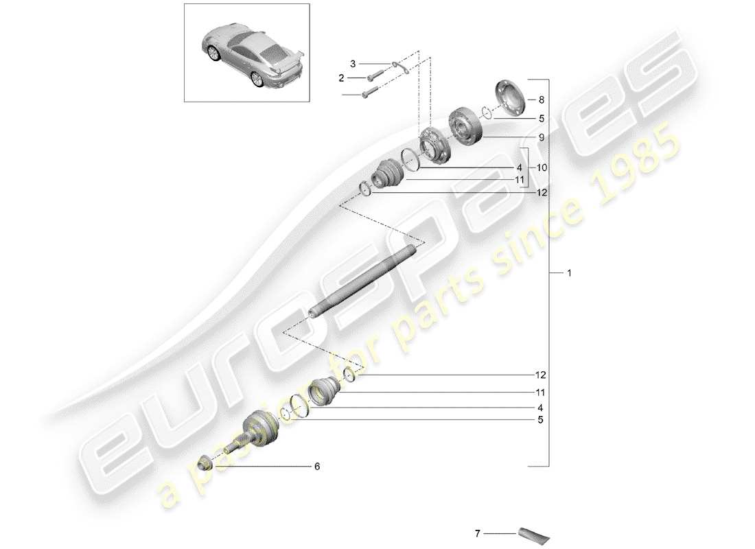 porsche 2020 (991-2 turbo) antriebswelle teilediagramm
