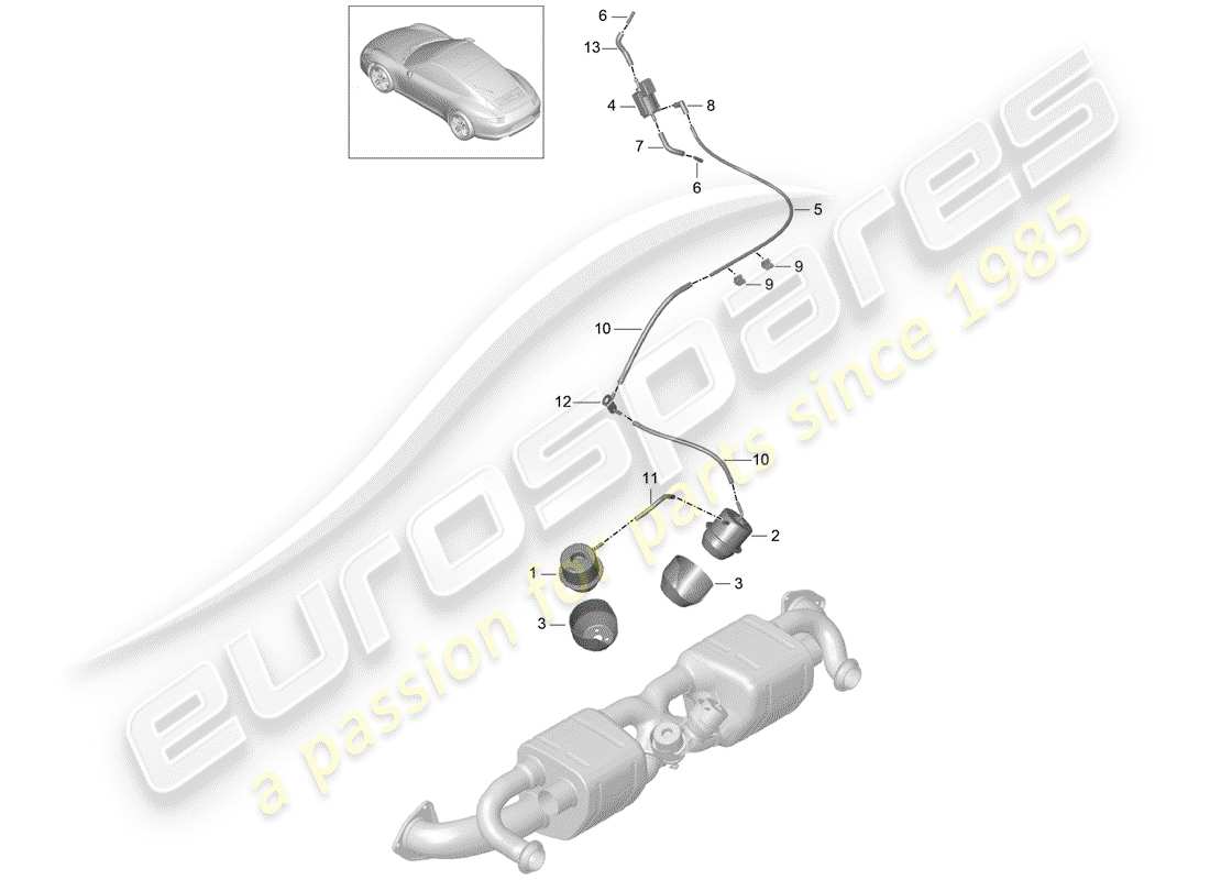 porsche 2012 (991-1) auspuffanlage teilediagramm