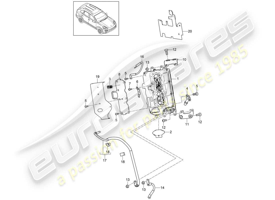 porsche 2011 (cayenne e2 92a) leistungs- und steuerelektronik- teilediagramm
