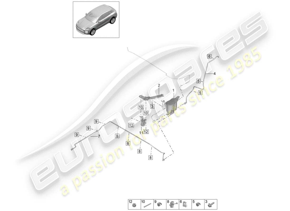 porsche 2019 (macan) verdunstungsbehälter - teilediagramm