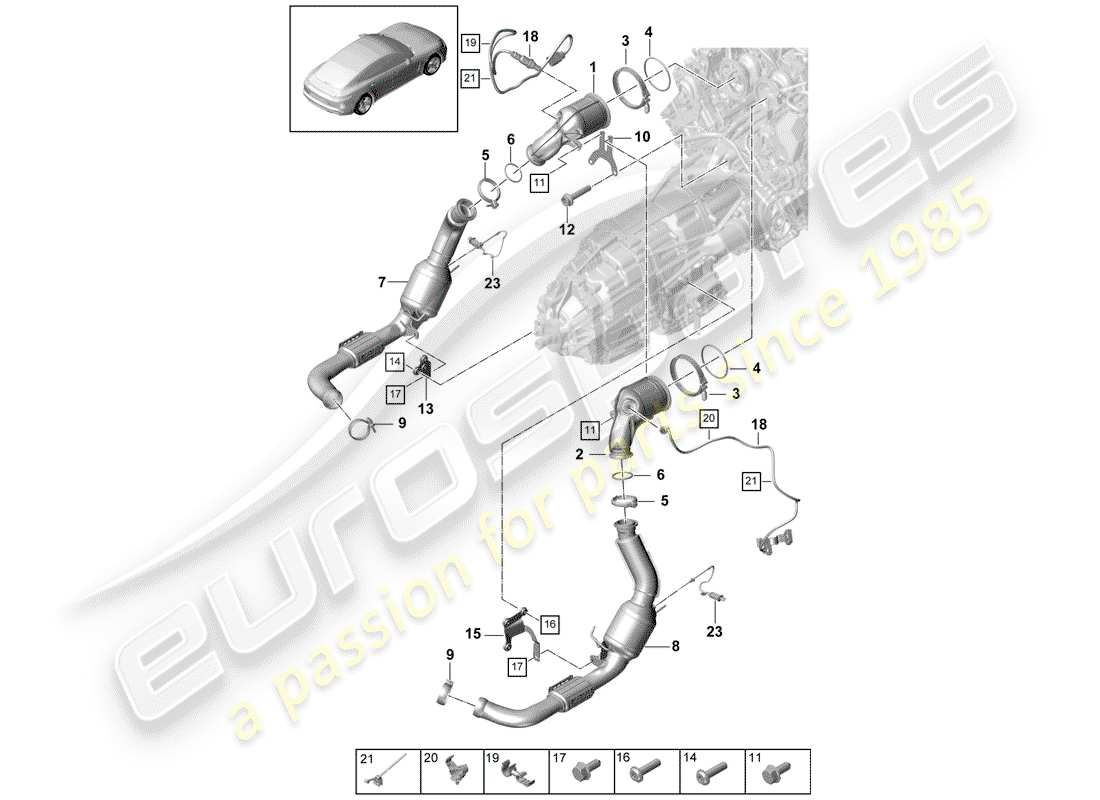 porsche 2020 (panamera 971-1) auspuffanlage teilediagramm