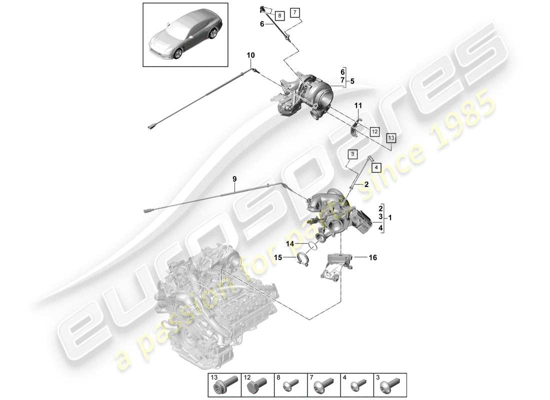 porsche 2020 (panamera 971-1) abgasturbolader teilediagramm