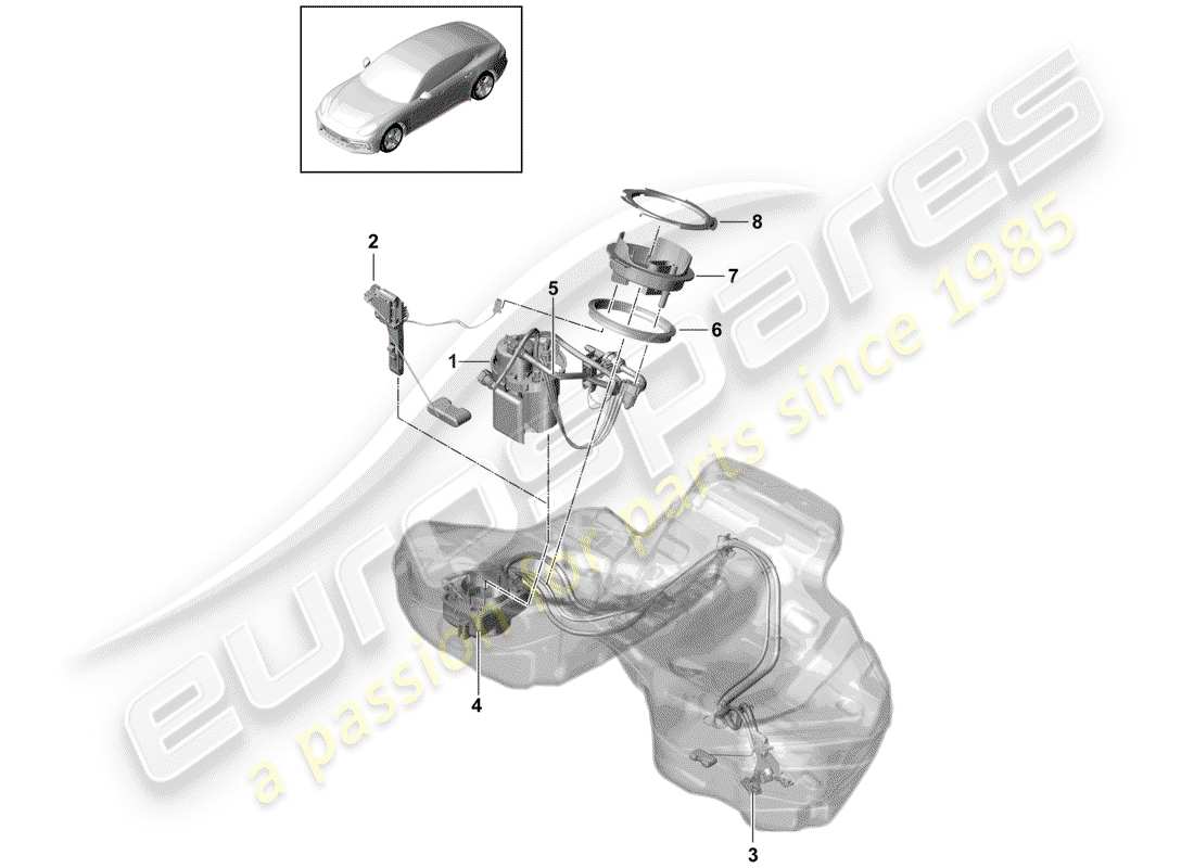 porsche 2020 (panamera 971-1) kraftstoffpumpe teilediagramm