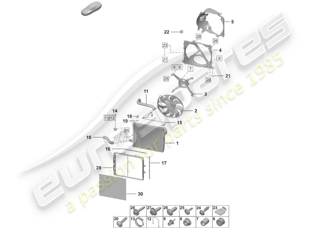 porsche 2020 (992-1) kühler-teilediagramm