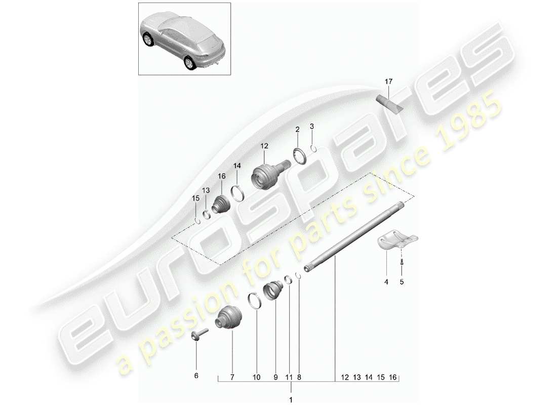 porsche 2014 (macan) antriebswelle teilediagramm